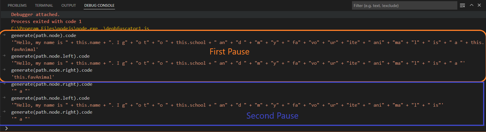 The first and second pause