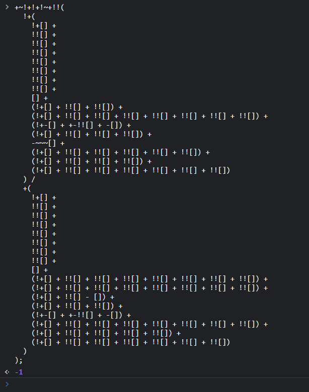 Result of evaluating the code in the console